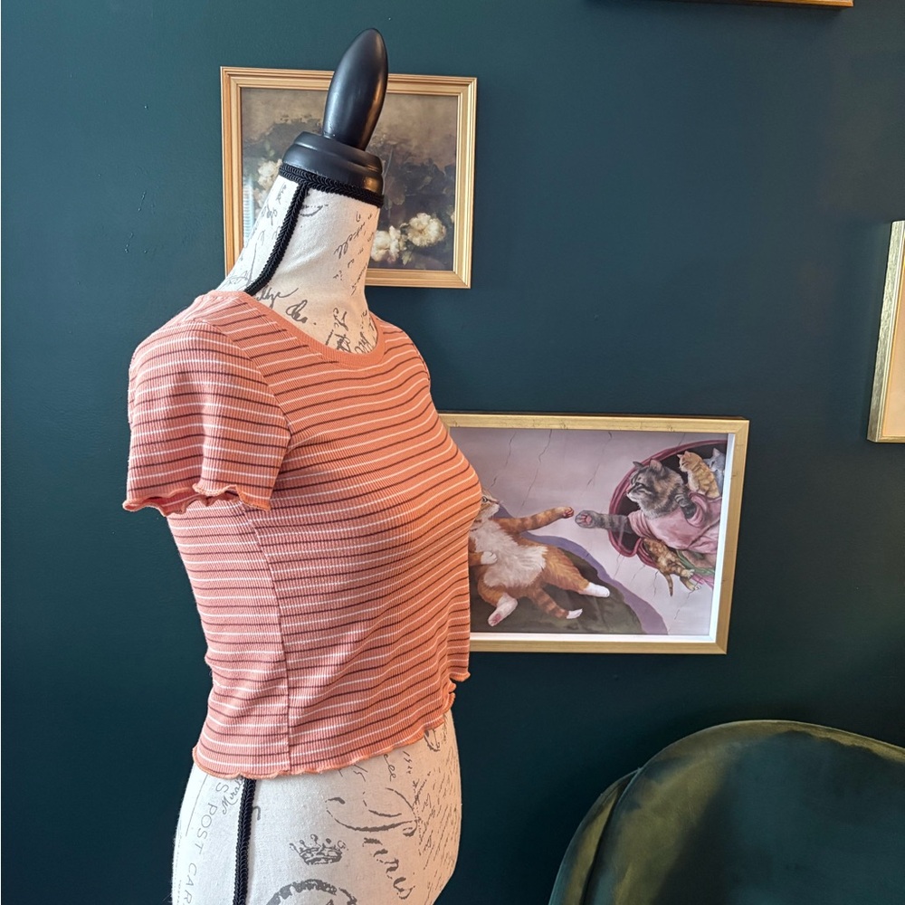 Heart Hips Striped Orange Crop Top